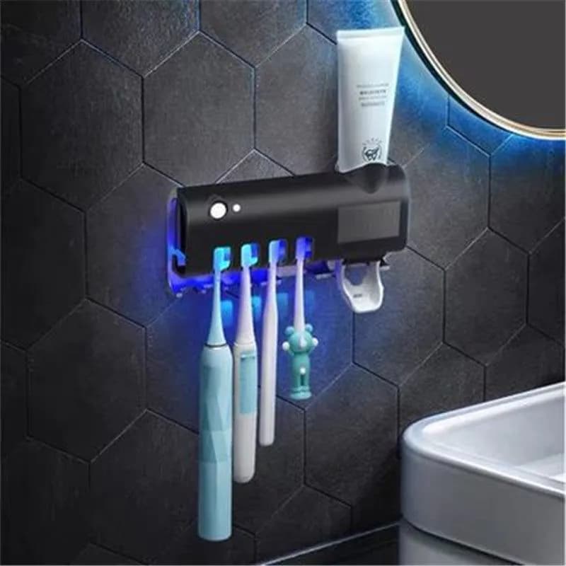 image-Bathroom Toothbrush Holder With Toothpaste Dispenser Electric Toothbrush Razor Storager USB Charge Multifunction Storage Rack