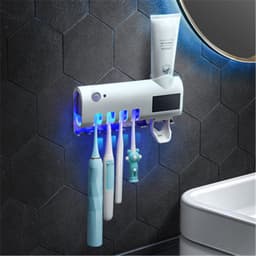 image-Bathroom Toothbrush Holder With Toothpaste Dispenser Electric Toothbrush Razor Storager USB Charge Multifunction Storage Rack