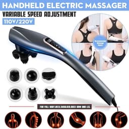 image-Electric Handheld Massager 6 Head Body Kneading Vibrating Massager Therapy Machine