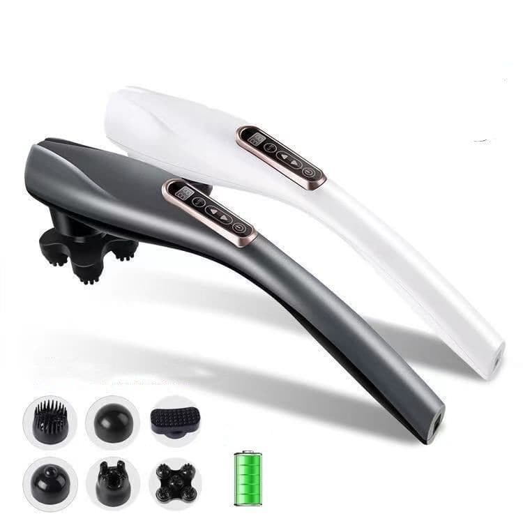 image-Electric Handheld Massager 6 Head Body Kneading Vibrating Massager Therapy Machine