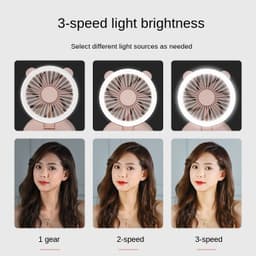 image-Fill Light Fan Portable Student Mini USB Charging Fan Mini fan with Light for Selfie Video Vlog USB Port Ideal Gift for Summer