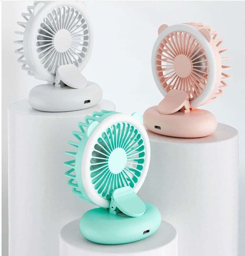 image-Fill Light Fan Portable Student Mini USB Charging Fan Mini fan with Light for Selfie Video Vlog USB Port Ideal Gift for Summer