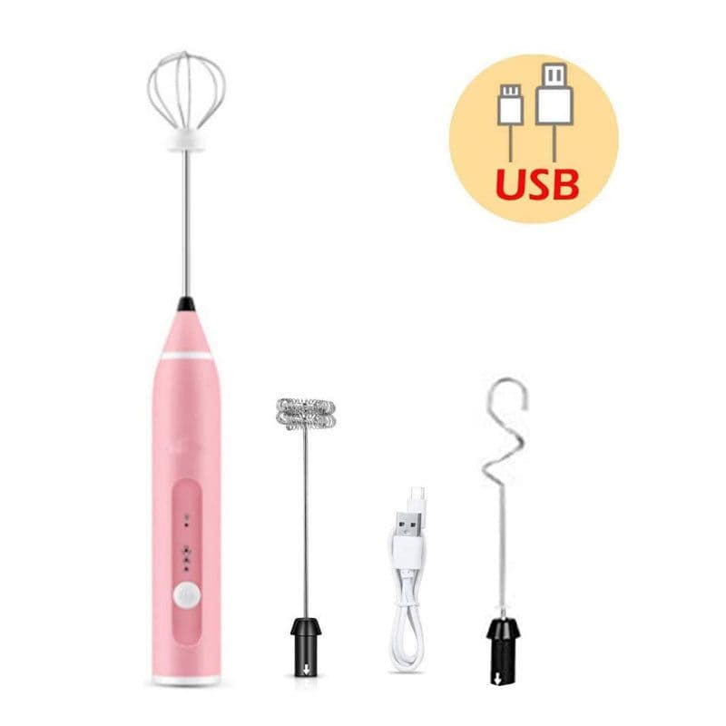 image-Rechargeable Electric Milk Frother Automatic Kitchen Juice Food Mixer Cream Egg Beater Blender