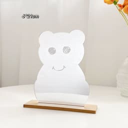 image-Makeup Mirror Ins Irregular Acrylic Decorative Mirror Wooden Base Cosmetic Beauty Tools