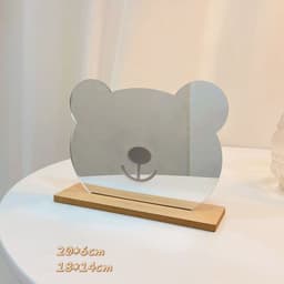 image-Makeup Mirror Ins Irregular Acrylic Decorative Mirror Wooden Base Cosmetic Beauty Tools