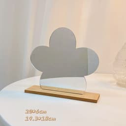 image-Makeup Mirror Ins Irregular Acrylic Decorative Mirror Wooden Base Cosmetic Beauty Tools