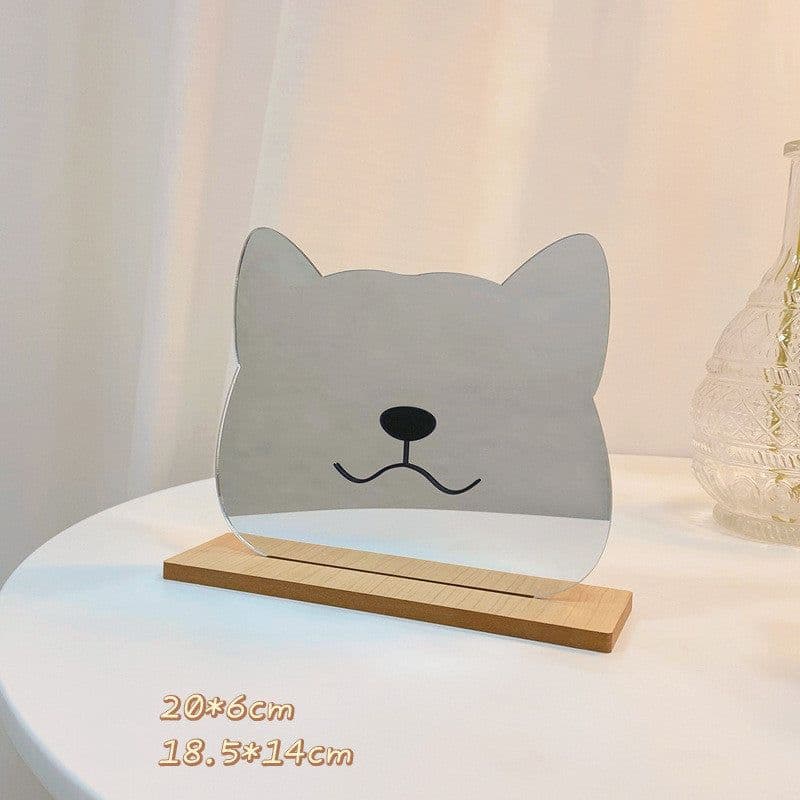 image-Makeup Mirror Ins Irregular Acrylic Decorative Mirror Wooden Base Cosmetic Beauty Tools