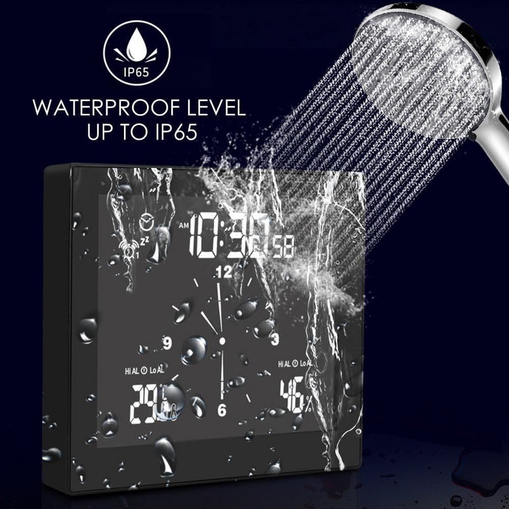 image-LCD Wall Clock Waterproof Bathroom Countdown Temperature Humidity Display Digital Clock Snooze Function Alarm Clock