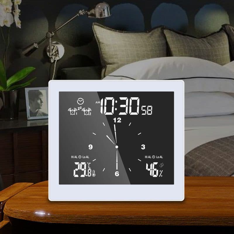 image-LCD Wall Clock Waterproof Bathroom Countdown Temperature Humidity Display Digital Clock Snooze Function Alarm Clock