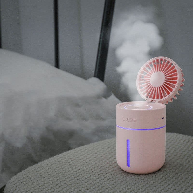 image-Multifunctional USB Charging Cooling Spray Humidifying Water Desktop Shaking Head Fan