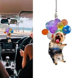 image-Cartoon Cute Dog Auto Hanging Ornament with Colorful Balloon Parachute Home Accessories Decorations