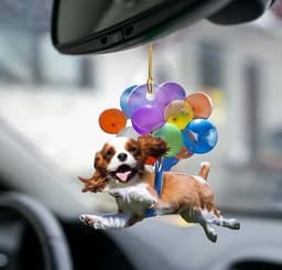 image-Cartoon Cute Dog Auto Hanging Ornament with Colorful Balloon Parachute Home Accessories Decorations