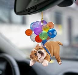 image-Cartoon Cute Dog Auto Hanging Ornament with Colorful Balloon Parachute Home Accessories Decorations