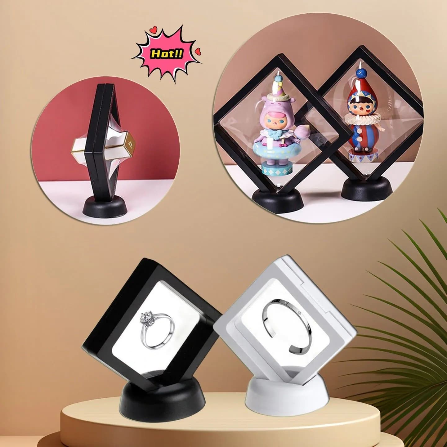 image-3D Jewelry Coin Display Stand Case Rack Collections Storage Box For Earring Gems Ring Doll Coin Badge Medal Holder