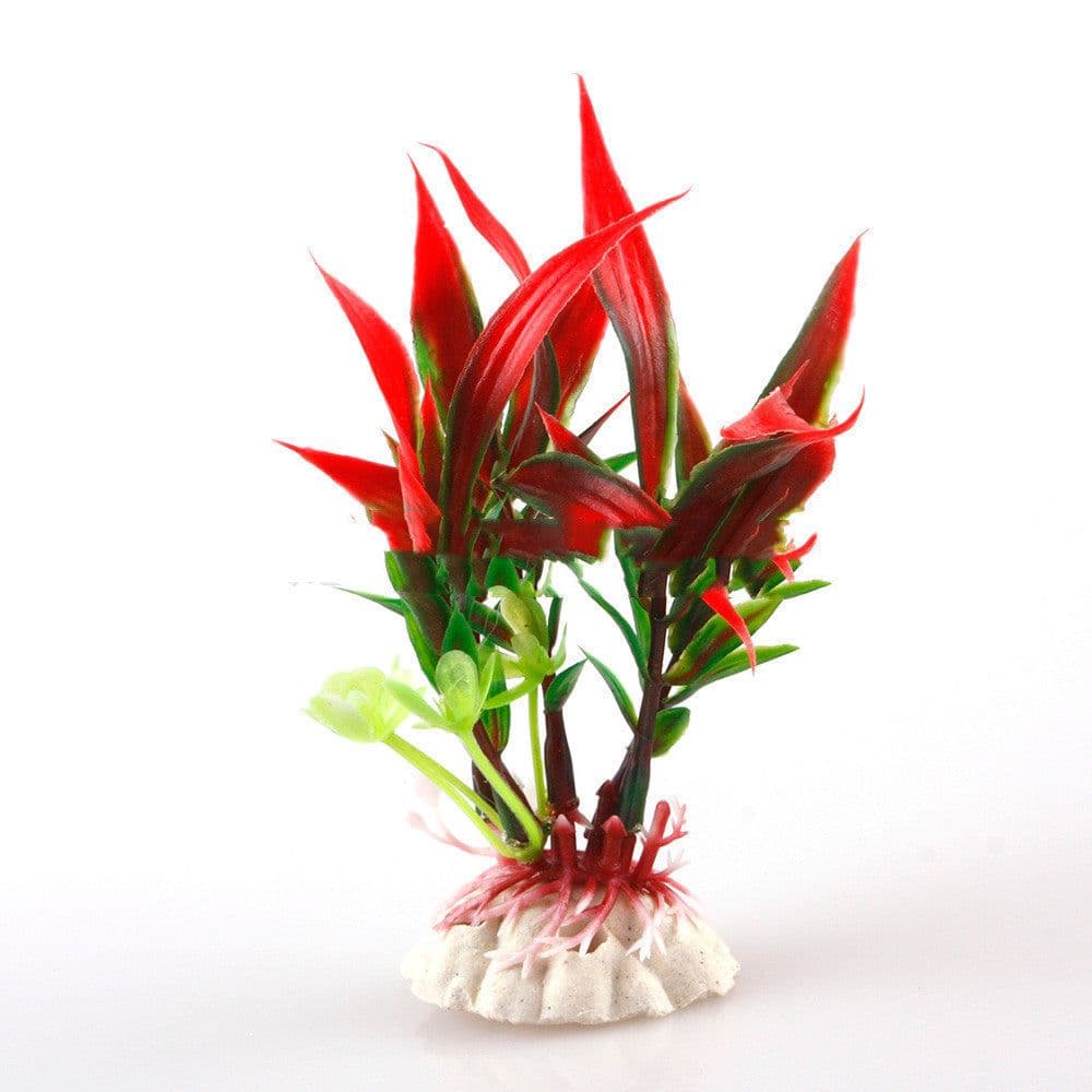 image-Simulation Of Aquatic Plants Wholesale Fish Tank Landscaping Simulation Plants Ornamental Plastic Short Aquatic Plants 2 Color Bamboo Leaves