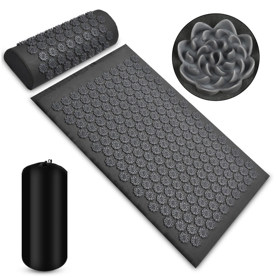 image-Acupressure Massage Mat With Needles Set Back Massager For Neck Foot Kuznetsov's Applicator Massage Pad Yoga Mat With Pillow