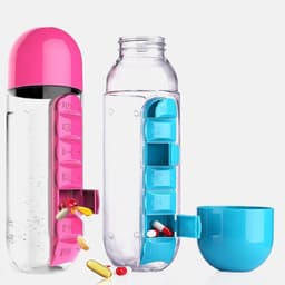 image-Water Bottle With Pillbox Plastic Drink Bottle With Medicine Pills Box Travel 7 Days Drug Organizer Drinking Container