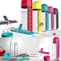 image-Water Bottle With Pillbox Plastic Drink Bottle With Medicine Pills Box Travel 7 Days Drug Organizer Drinking Container