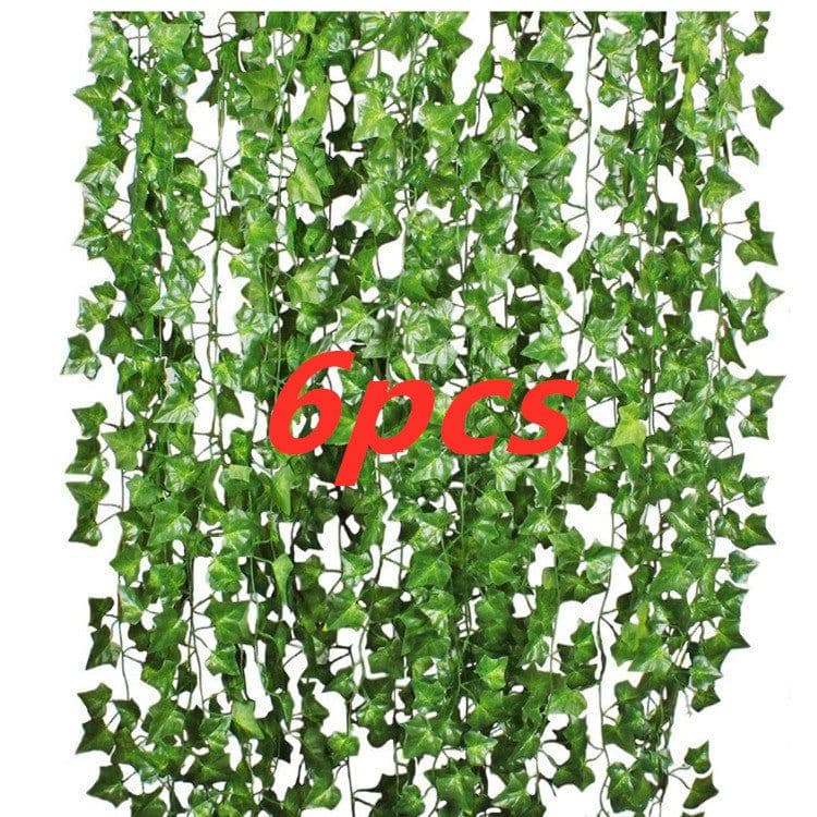 image-Green Silk Artificial Hanging Leaf Garland Plants Vine Leaves Diy For Home Wedding Party Bathroom Garden Decoration