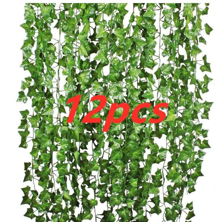 image-Green Silk Artificial Hanging Leaf Garland Plants Vine Leaves Diy For Home Wedding Party Bathroom Garden Decoration