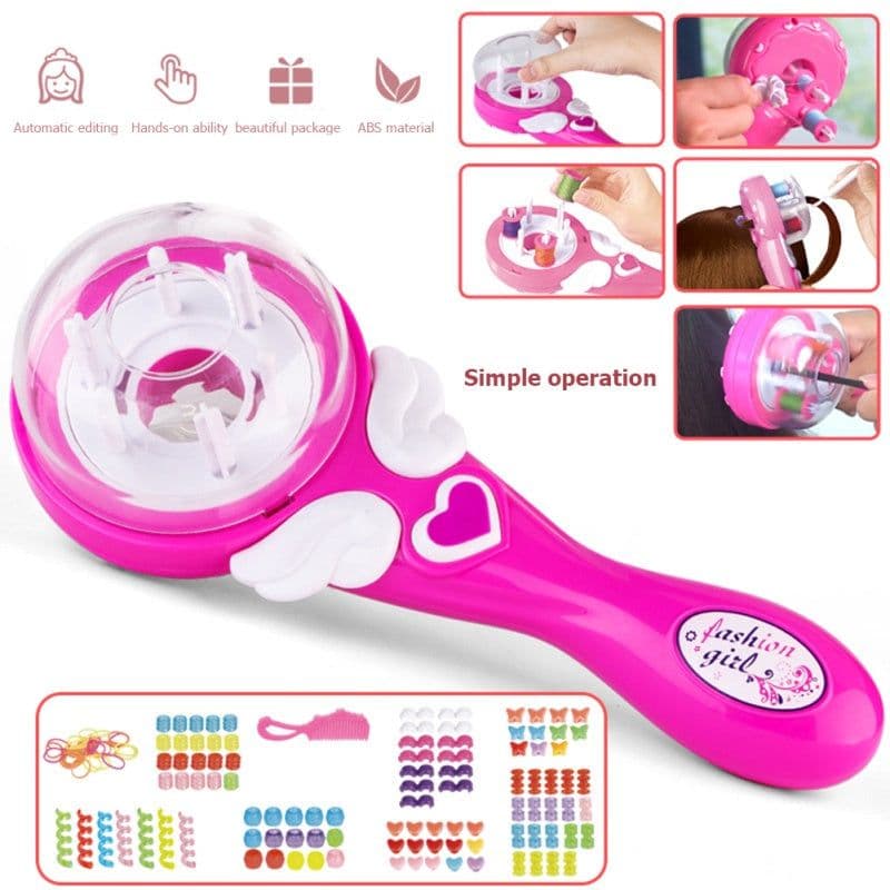 image-Girls Electric Automatic Hair Braid DIY Stylish Braiding Hairstyle Tool Twist Braider Machine Weave Roller Pretend Kids Toys