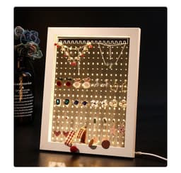 image-Wood Jewelry Rack Earrings Holder Stand Acrylic Sheet Earring Hanging Frame Eardrop Table Earring Bracket