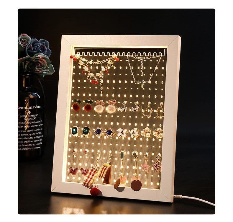 image-Wood Jewelry Rack Earrings Holder Stand Acrylic Sheet Earring Hanging Frame Eardrop Table Earring Bracket