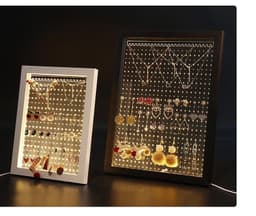 image-Wood Jewelry Rack Earrings Holder Stand Acrylic Sheet Earring Hanging Frame Eardrop Table Earring Bracket