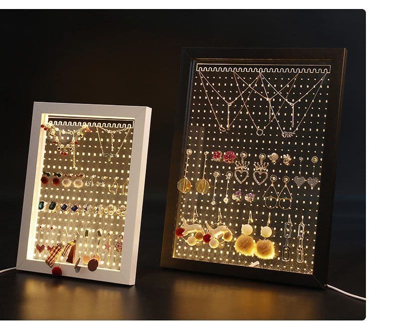 image-Wood Jewelry Rack Earrings Holder Stand Acrylic Sheet Earring Hanging Frame Eardrop Table Earring Bracket