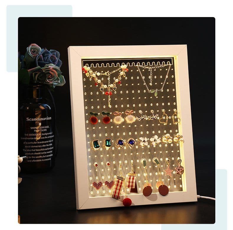 image-Wood Jewelry Rack Earrings Holder Stand Acrylic Sheet Earring Hanging Frame Eardrop Table Earring Bracket