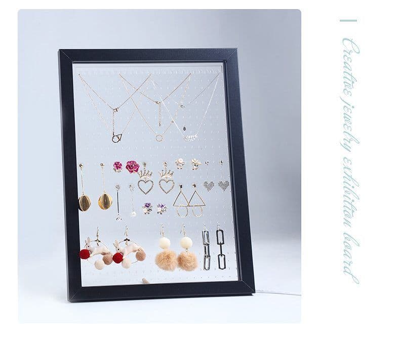 image-Wood Jewelry Rack Earrings Holder Stand Acrylic Sheet Earring Hanging Frame Eardrop Table Earring Bracket