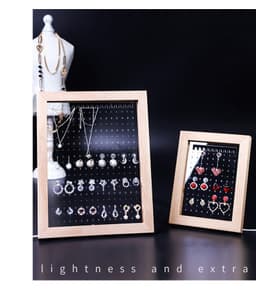 image-Wood Jewelry Rack Earrings Holder Stand Acrylic Sheet Earring Hanging Frame Eardrop Table Earring Bracket