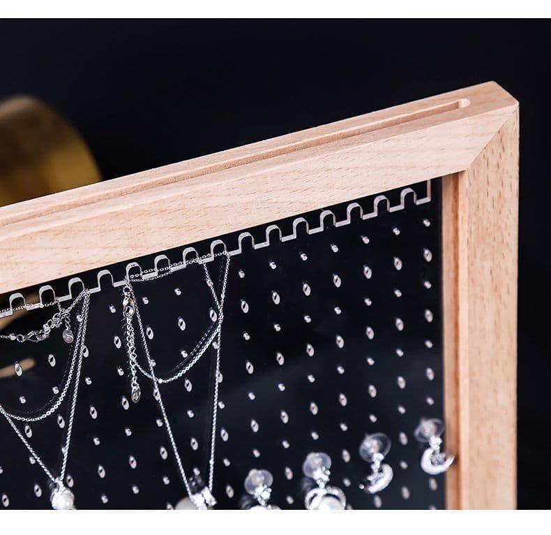 image-Wood Jewelry Rack Earrings Holder Stand Acrylic Sheet Earring Hanging Frame Eardrop Table Earring Bracket