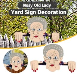 image-Funny Art Garden Fence Decoration Nosy Old Man Lady Gardening Decoration For Home Garden Outdoor Decoration