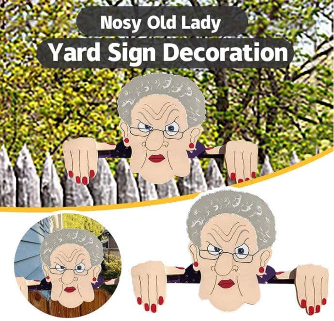 image-Funny Art Garden Fence Decoration Nosy Old Man Lady Gardening Decoration For Home Garden Outdoor Decoration