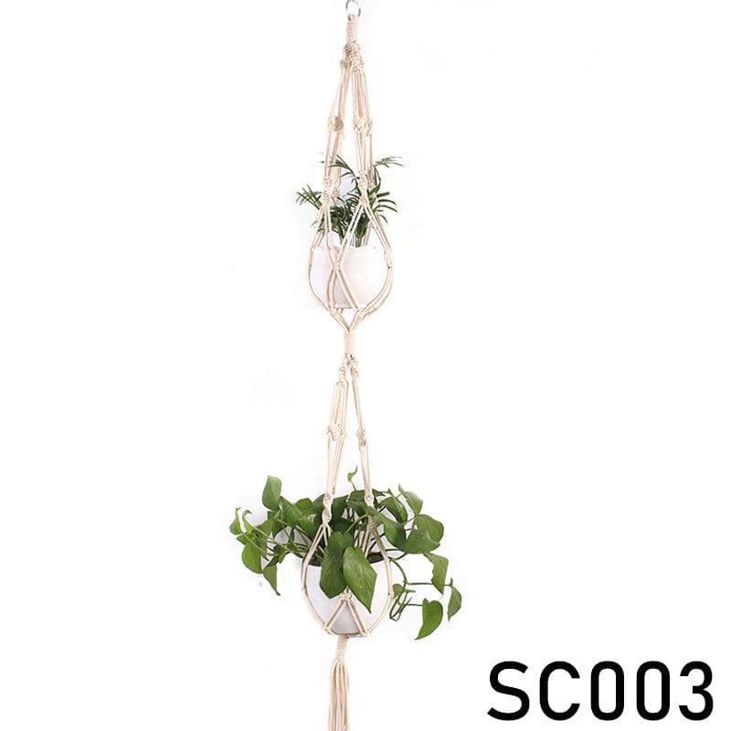 image-Cotton Rope Net Bag Gardening Greening Flower Pot Hemp Rope Hanging Net