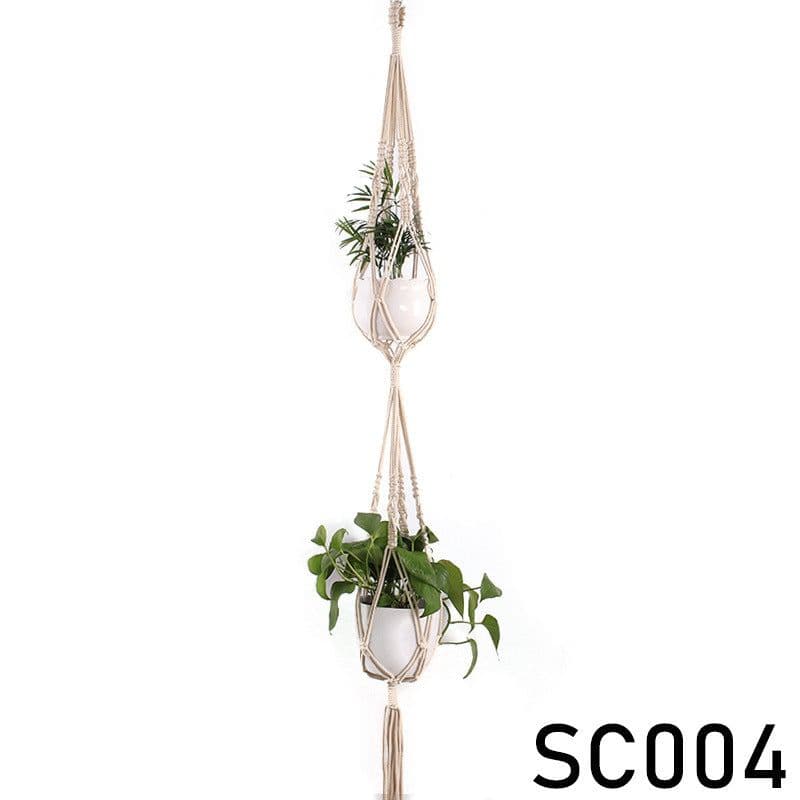 image-Cotton Rope Net Bag Gardening Greening Flower Pot Hemp Rope Hanging Net