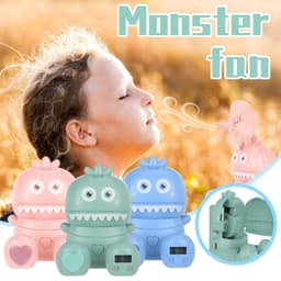 image-Portable Mini Watch Fan USB Charging Air Cooling Fan Removable Desktop Fan With Colorful Lights For Student Kids Gifts For Home