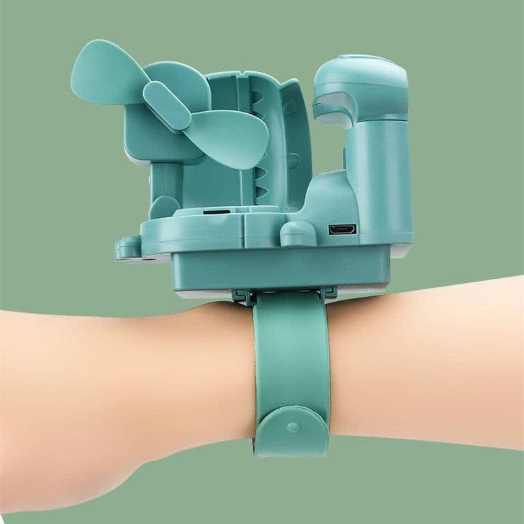 image-Portable Mini Watch Fan USB Charging Air Cooling Fan Removable Desktop Fan With Colorful Lights For Student Kids Gifts For Home
