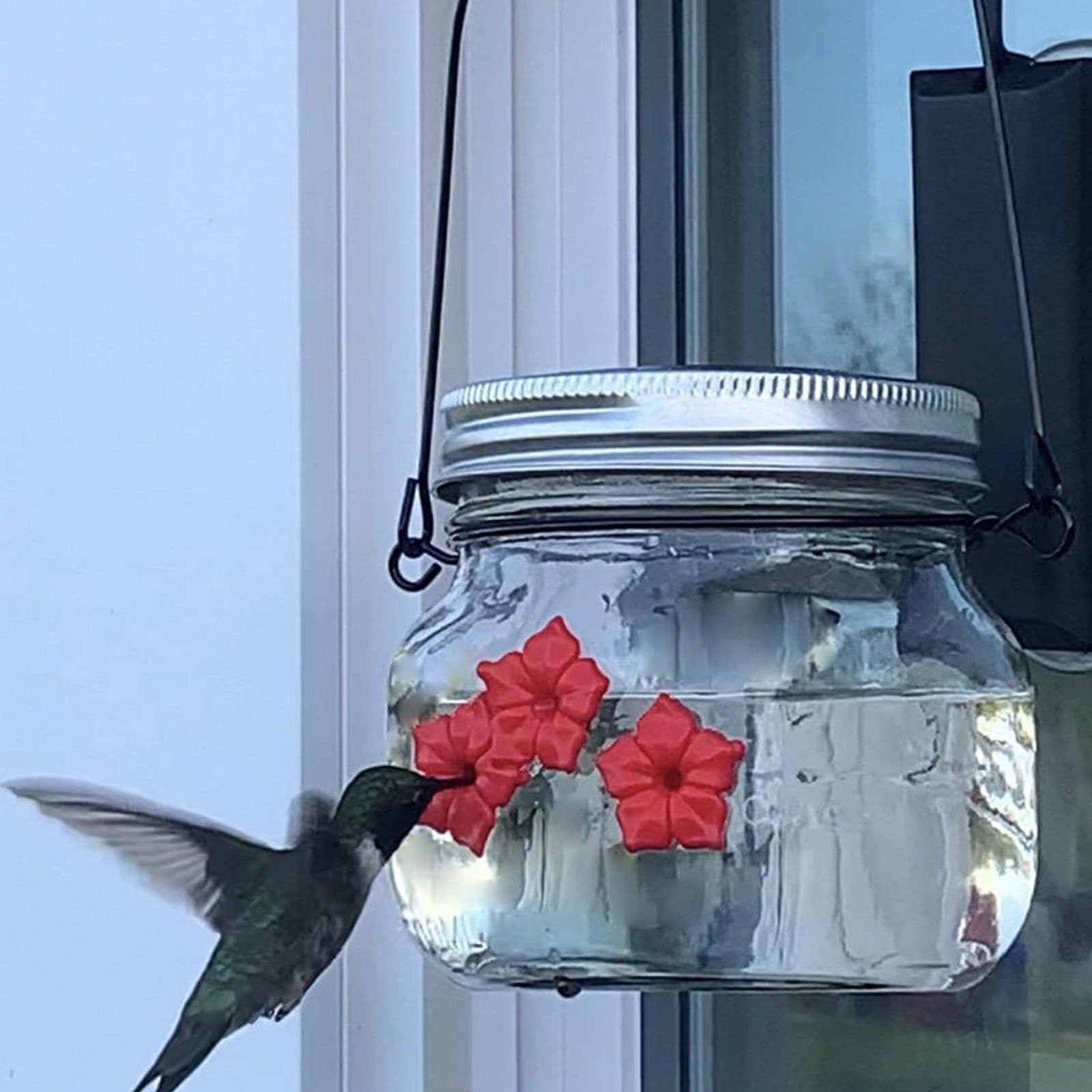 image-Hummingbird Feeder Plastic Flower Bird Feeder Bird Water Feeder Bottle Hanging Garden Outdoor Pet Supplies