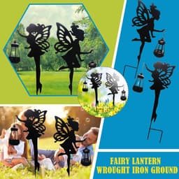 image-Wrought Iron Solar Lamp Girl Lantern Garden Decoration Ground Plug Landscape Light LED Hollow Solar Fairy Lantern Ground Plug