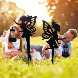image-Wrought Iron Solar Lamp Girl Lantern Garden Decoration Ground Plug Landscape Light LED Hollow Solar Fairy Lantern Ground Plug