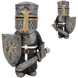 image-Knight Gnomes Guard Garden Statues Resin Knight Dwarf Warrior Gnome Figurines Funny Cavalier Paladin Sculptures For Lawn Decor