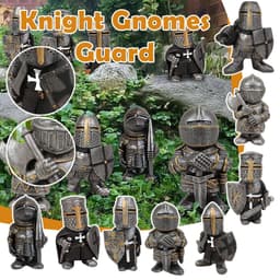 image-Knight Gnomes Guard Garden Statues Resin Knight Dwarf Warrior Gnome Figurines Funny Cavalier Paladin Sculptures For Lawn Decor