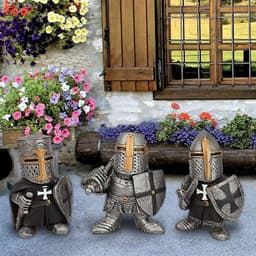image-Knight Gnomes Guard Garden Statues Resin Knight Dwarf Warrior Gnome Figurines Funny Cavalier Paladin Sculptures For Lawn Decor
