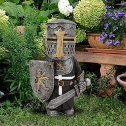 image-Knight Gnomes Guard Garden Statues Resin Knight Dwarf Warrior Gnome Figurines Funny Cavalier Paladin Sculptures For Lawn Decor