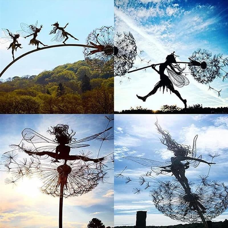 image-Flower Fairy Garden Miniature Sculptures Fairy Garden Mythical Faery Garden Dandelion Figurine Fairies Pixies Decor