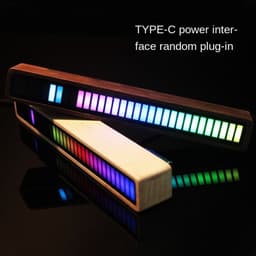 image-Solid Wood Bluetooth Voice Control Pickup Rhythm Lights Music Spectrum LED RGB Car Atmosphere Audio Level Indicator VU Meter