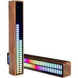 image-Solid Wood Bluetooth Voice Control Pickup Rhythm Lights Music Spectrum LED RGB Car Atmosphere Audio Level Indicator VU Meter