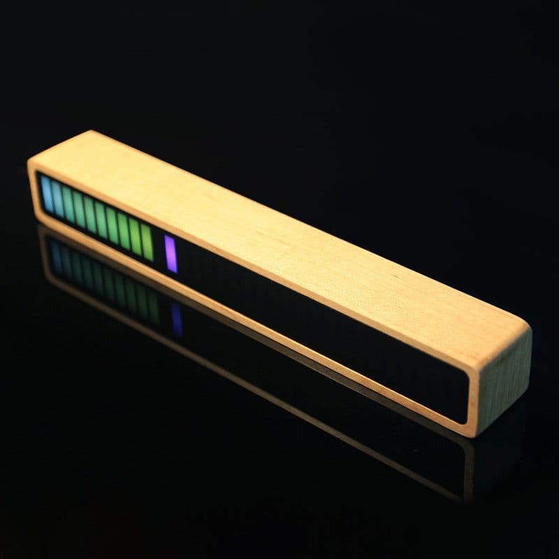 image-Solid Wood Bluetooth Voice Control Pickup Rhythm Lights Music Spectrum LED RGB Car Atmosphere Audio Level Indicator VU Meter